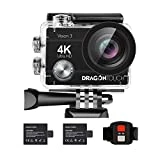 Dragon Touch 4K Action Camera 16MP Vision 3 Underwater Waterproof Camera 170° Wide Angle WiFi Sports Cam with Remote 2 Batteries and Mounting Accessories Kit