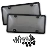 Zento Deals Unbreakable Smoked License Plate Covers and Frames-Clear-Tinted- 2 Pieces Shield Black-Fits All Standard 6x12 Inches Novelty/License Plates