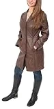 Ladies 3/4 Length Soft Leather Classic Long Single Breasted Coat Macey Brown (X-Large)