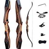 Deerseeker 62' 30-60 lbs Takedown Recurve Bow for Hunting Targeting Shooting Right Left Hand Laminated Riser Archery(RH 60lb)