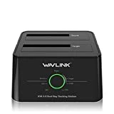WAVLINK USB 3.0 to SATA (5Gbps) Dual-Bay Hard Drive Docking Station for 2.5 inch/3.5 Inch HDD,SSD Support Offline Clone/Backup/UASP Functions [10TB×2 ]-Black