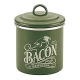 Ayesha Curry Enamel on Steel Bacon Grease Can / Bacon Grease Container - 4 Inch, Green