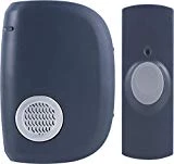 GE Battery Operated Wireless Portable Doorbell Kit, 8 Melodies, 1 Clip-on Receiver, 1 Push Button, 150 Ft. Range, Mountable, Gray, 19240