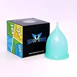 Super Jennie Menstrual Cup - High Capacity - A Life Saver for Heavy Flow Users - Top Quality - Soft, Flexible - Made in USA, Large, Teal