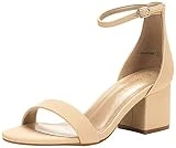 DREAM PAIRS Women's Low-Chunk Nude Nubuck Low Heel Pump Sandals - 9 M US