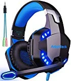 ge-minguheddosetto arkartech G2000 with Microphone for PC Game Headphone Stereo Head Arms Stretched LED for PC Switch PS4 Xbox One Mac Skype Compatible , bule