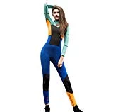 SailBee Womens Full Body One Piece Long Sleeve 1.5MM Neoprene Diving Wetsuit Top Warm Protection (M084 Blue Orange, M)