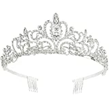 Makone Crystal Crowns and Tiaras with Comb Headband for Girl or Women Birthday Party Wedding Prom Bridal Valentine