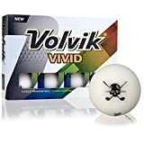 CaddiesShack Limited Edition Volvik Vivid Matte Finish Black White Skull Logo Golf Balls (White & Black)