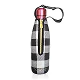 SolacePro Water Bottle Carrier and Holder for Swell, Thermo Tank, Mira and Other Cola Shaped Double Wall Stainless Steel Bottles | Snap-n-Go Protective Sleeve with Easy Open Strap (Plaid, 17 Oz)