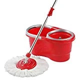 HAPINNEX Spin Mop Wringer Bucket Set - for Home Kitchen Floor Cleaning - Wet/Dry Usage on Hardwood & Tile - Upgraded Self-Balanced Easy Press System with 2 Washable Microfiber Mops Heads