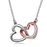 QIANSE Mothers Day Necklaces Gifts for Her for Women Couple Necklace Swarovski Crystal Love Heart Pendant Rose Gold White Gold Plated Birthday Anniversary Gifts Jewelry for Girlfriend Daughter Wife