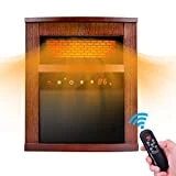 Electric Space Heater, 1500W Portable Infrared with Remote Timer Function 3 Modes with Overheat  Tip-over Shut off Wood Cabinet Large Brown
