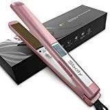 Sboly Professional Flat Iron Hair Straightener with 1 Inch Titanium Ion Plates - Adjustable Temperature, LCD Digital Display, Dual Voltage Compatible 100V-240V, Long 360 Degree Swivel Cord