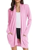 GRACE KARIN Solid Open Front Long Knited Cardigan Sweater for Women(S,Baby Pink)