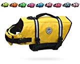 VIVAGLORY Ripstop & Reflective Dog Life Jacket, Life Vests with Enhanced Buoyancy & Rescue Handle for Swimming, Yellow, Large