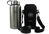 Smart Flask Stainless Steel Water Bottle, Wide Mouth, Vacuum Insulated, Includes Carrying Pouch with 59' Shoulder Strap, Rugged Leakproof Stainless Steel Lid, and Flip Top Coffee Lid (Stainless Steel)