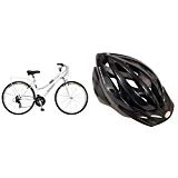 Schwinn Discover Women's Hybrid Bike (700C Wheels), White, 28' with Schwinn Thrasher Adult Micro Bicycle black/grey Helmet Adult
