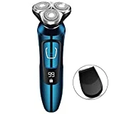 Electric Razor for Men, Mens Electric Shavers, Dry Wet Waterproof Rotary Facial Shaver, Portable Face Shaver Cordless Travel USB Rechargeable with Beard Trimmer LED Display for Shaving Husband Dad