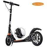 LXLA - Adult Kick Scooter with Big Wheels Hand Disc Brake, Folding Dual Suspension Commuter Scooter, Adjustable Height, Supports 330lbs (Color : Black)