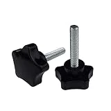 Kasteco 2 Pack Black 8mm(M8) x 40mm Thread Replacement Star Hand Knob Tightening Screw