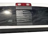 Elevated Auto Styling LLC- Compatible with Dodge RAM Back Middle Window Distressed American Flag 2009-2018 (Black)