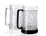 Double Wall Gel Frosty Freezer Ice Mugs Clear 16oz Set of 2
