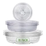 Remiawy Clear Plant Saucers 18 Pack (6/8/10 Inch), Flower Pot Drip Trays for Indoor & Outdoor Plants Garden Saucers Plant Pot Saucer Trays