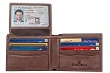 2 ID Window RFID Blocking Wallet for Men, Bifold Wallet, Sleek and Stylish Gift for Men, Multi Card Extra Capacity Travel Wallet (Large, Chocolate Brown-Distressed full grain leather)
