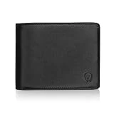 2 ID Window RFID Wallet for Men, Bifold Top Flip, Extra Capacity Travel Wallet (Black - Sheepskin Leather, Medium)