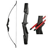 TOPARCHERY Archery 57' Takedown Youth Recurve Bow Hunting Black Long Bow for Beginner Teenagers Right Left Hand Black - Draw Weight 20lbs 30lbs (20)