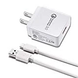 Quick Charge 3.0 Fast Charger Compatible for LG Thinq G8 G7 G6 G5, V30S V35 V40 Phone, LG Stylo 5/4, V20 V30, 18W Travel Rapid Charger 5Ft USB Type C Charging Cable
