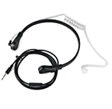 Black Universal 3.5mm FBI Plug Throat Mic Air Tube Covert Earpiece Headset Earphone Mic Compatible for 3.5mm Jack Enabled Devices, Such as Cell Phone, Smart Phone, Laptop, Computer