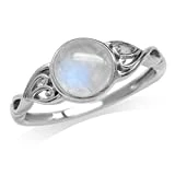 Silvershake 7mm Natural Moonstone 925 Sterling Silver Victorian Style Solitaire Ring Size 5.5