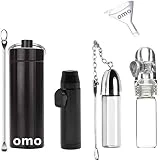 OMO Snuff Bullet Metal Snuff Spoon Small Funnel Aluminium Alloy Snuff Bullet Kit Sealed Snuff Bottle with Spoon Rocket Snorter Dispenser Glass Snuff Bullet(5 pack)