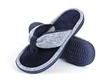 Wishcotton Women's Adjustable Memory Foam Flip Flop Slippers Cozy Lightweight Open Toe House Shoes, Navy, 7-8 Women
