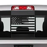 Bogar Tech Designs Rear Middle Window American Flag Vinyl Decal Compatible with and Fits Dodge Ram 2009-2020, Matte Black