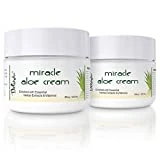 Miracle Aloe Vera Moisturizing Cream Face and Body Moisturizer Lotion Day and Night Hydrating Soothing Skin Care for Dry, Aging, Sensitive Skin, Eczema, Psoriasis for Men and Women 2 Pack By Deluvia