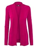 WSK926 Women Open Front Knit Cardigan S Magenta