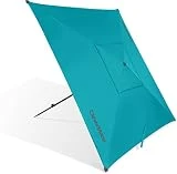 CleverMade Quadrabrella - Portable 5' Outdoor Beach Umbrella for Sun Shade & Wind Protection - Includes Carry Bag, Pivot Hammer & Ground Stakes, Teal
