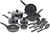 WearEver A787SG Complete Nonstick Oven Safe Easy to Clean Cookware Set, 16-Piece, Black