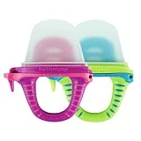 teetherpop 2 Pack Fillable, Freezable Baby Teether for Breastmilk, Purees, Water, Smoothies, Juice & More (Fuschiapink/LimonTeal)