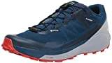 Salomon Men's SENSE RIDE 3 GTX Invisible Fit, Trail Running Shoe, Poseidon/Pearl Blue/Cherry Tomato, 11.5