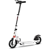 Goplus Foldable Scooter for Teens and Adults w/Smart Brake System, Easy Folding Design, Dual Suspension, Height Adjustable Handlebar and Oversized Wheels, Adjustable Kick Scooter (White)