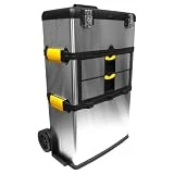 Stalwart 75-7577 Mobile 3-part Tool Box Stainless Steel