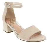 Sugar Women's Noelle Low Two Piece Block Heel Dress Shoe Ladies Ankle Strap Pump Sandal Nude 7.5