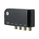 GE 4-Way TV Antenna Amplifier, Signal Booster 50-1006MHz, Included AC Power Adapter, HD TV Digital VHF UHF, for F-Type Connectors, Black, 34479