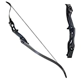 TOPARCHERY Archery 56' Takedown Hunting 50lbs Recurve Bow Metal Riser Right Hand Black Longbow