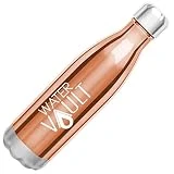 Water Vault Insulated Water Bottle - Stainless Steel Vacuum Thermos Bottles - Cold 24 Hours, Hot 12 Hours - Double Wall Copper Plated