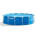 Intex 15ft x 48in Metal Frame Pool Set with Filter Pump, Ladder, Ground Cloth & Pool Cover